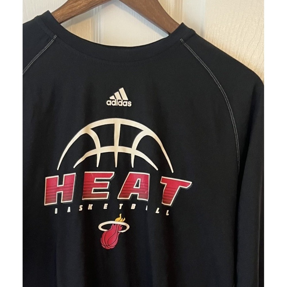 Miami Heat Men's‎ Shirt Small Adidas Long Sleeve Climalite Black NBA Basketball